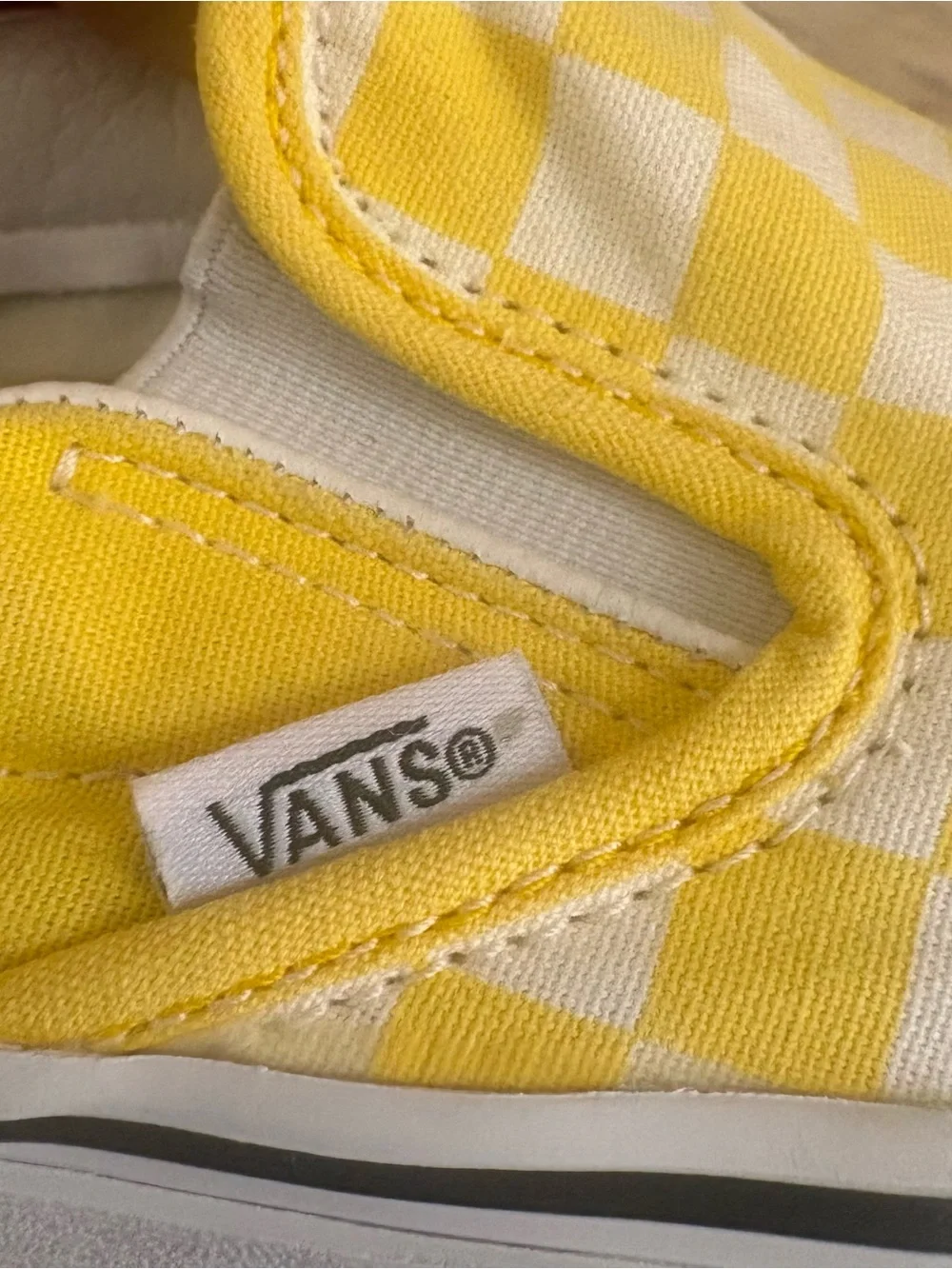 Vans yellow and white checkerboard slip-on trainers, Men’s Size 9, Women’s 10.5